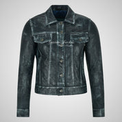 CHLOE Women's TRUCKER Style Leather Jacket Leather Shacket