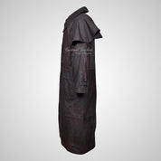 FORESTER Men's Leather Riding Long Coat Brown Duster Coat