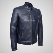 VIBE Mens Leather Biker Jacket Thick Cow Leather Moto Jacket