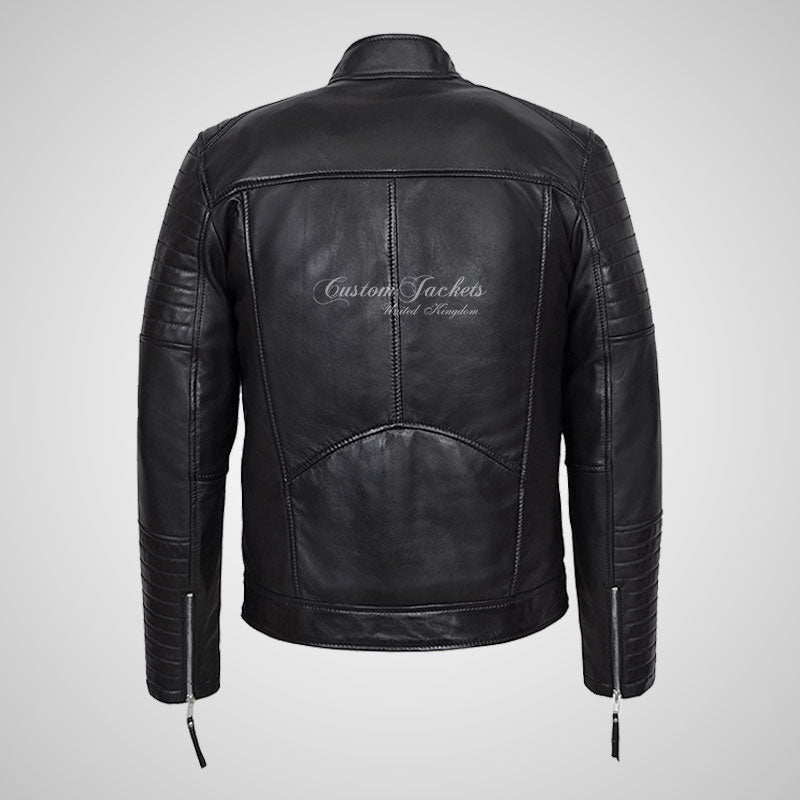 URIAH Mens Leather Biker Jacket Soft Lamb Napa Leather