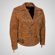 HIGHWAY Mens Suede Biker Jacket Suede Leather Jacket