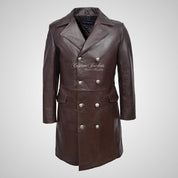 GERMAN Style 3/4 Length Mens Leather Long Coat