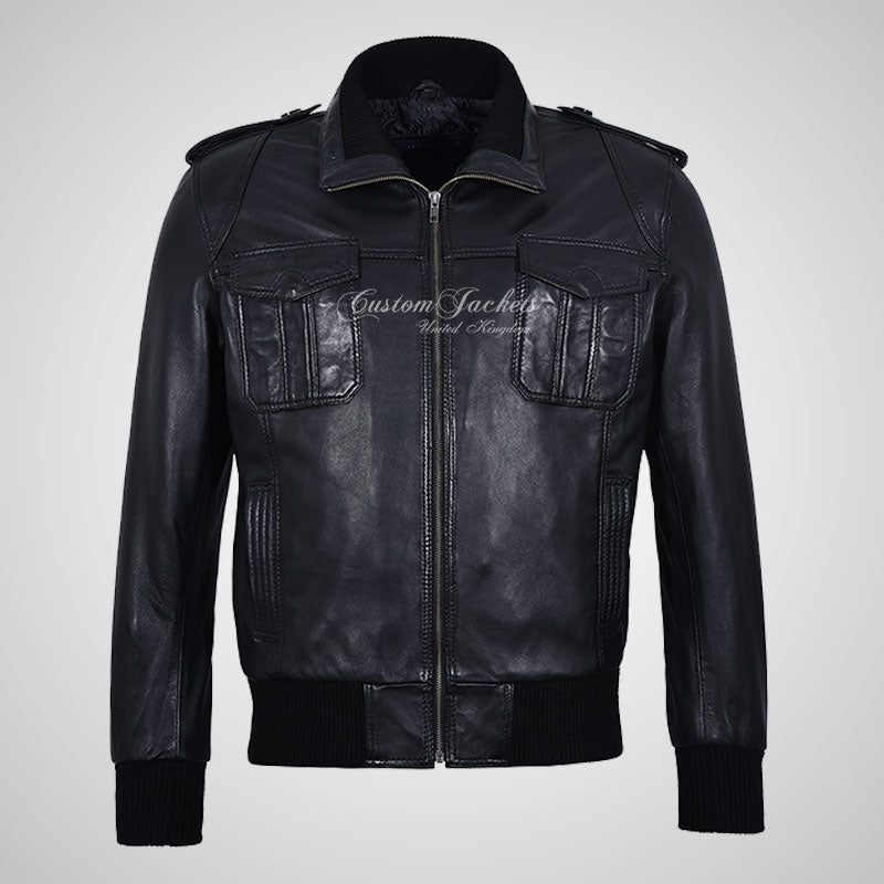 Soft leather clearance bomber jacket