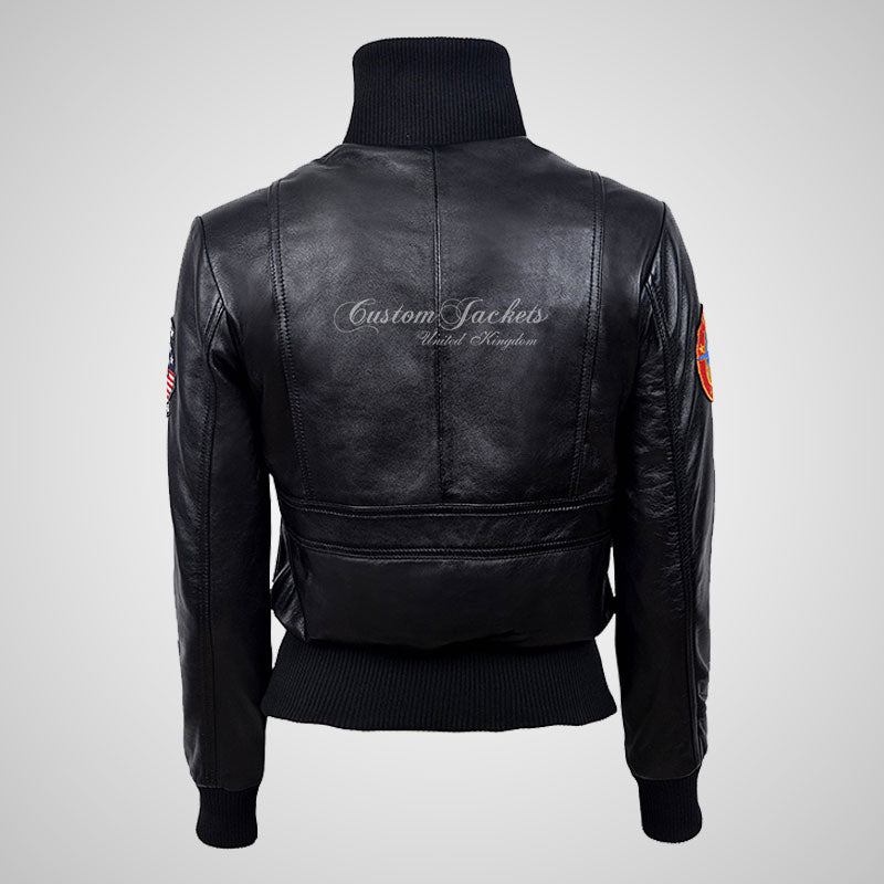 TOP GUN Leather Bomber Jacket for Ladies Soft Leather