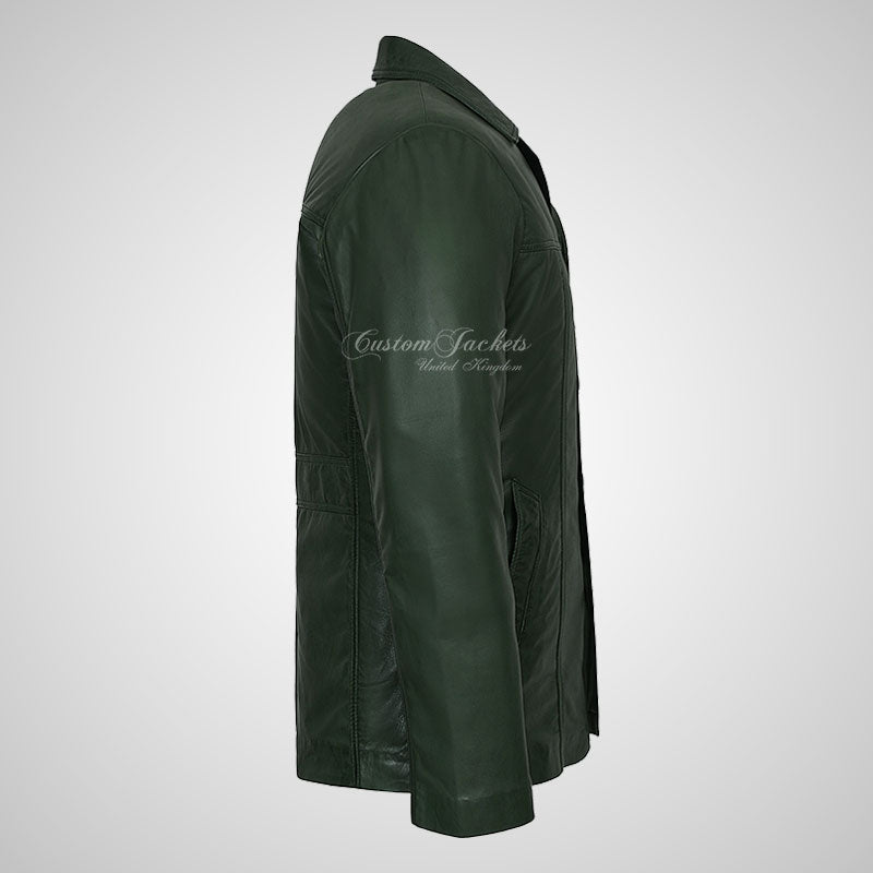 ASHTON Men's Reefer Style Leather Blazer Jacket Soft Lamb Leather