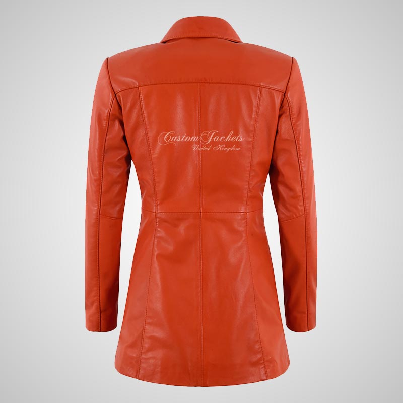 GINVERA Ladies Hip Length Leather Blouson Jacket