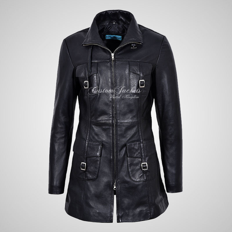 GINVERA Ladies Hip Length Blouson Jacket Soft Lambskin Leather