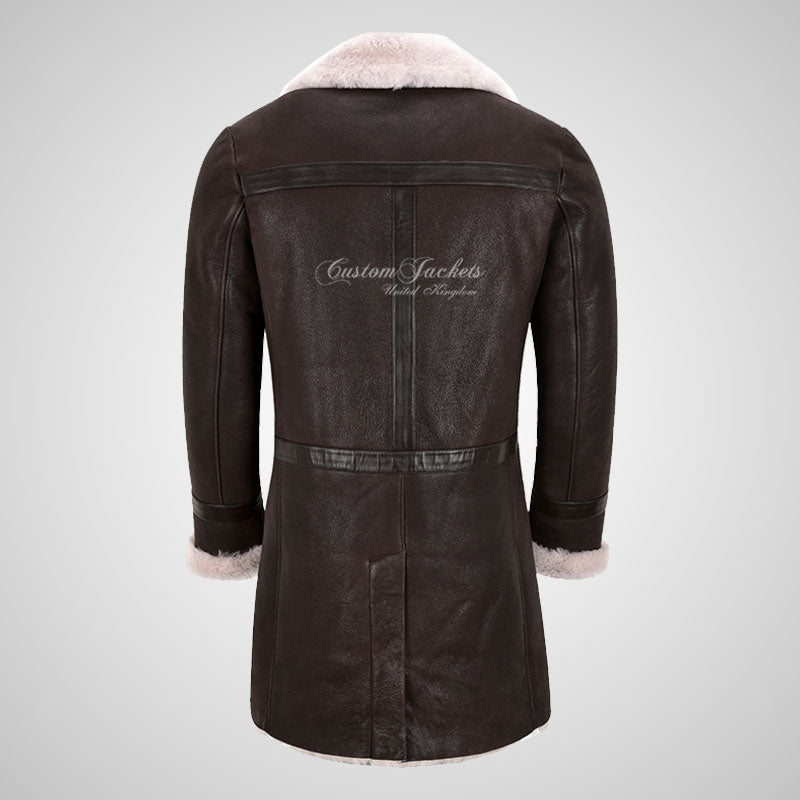 CASPER Men's Double Breasted Shearling Coat Natural Sheepskin Jacket