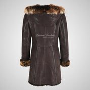 DELANEY Women's Montana Toscana Sheepskin Coat in Brown