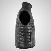 EQUATE Mens Puffer Padded Leather Gilet Sleeveless Jacket