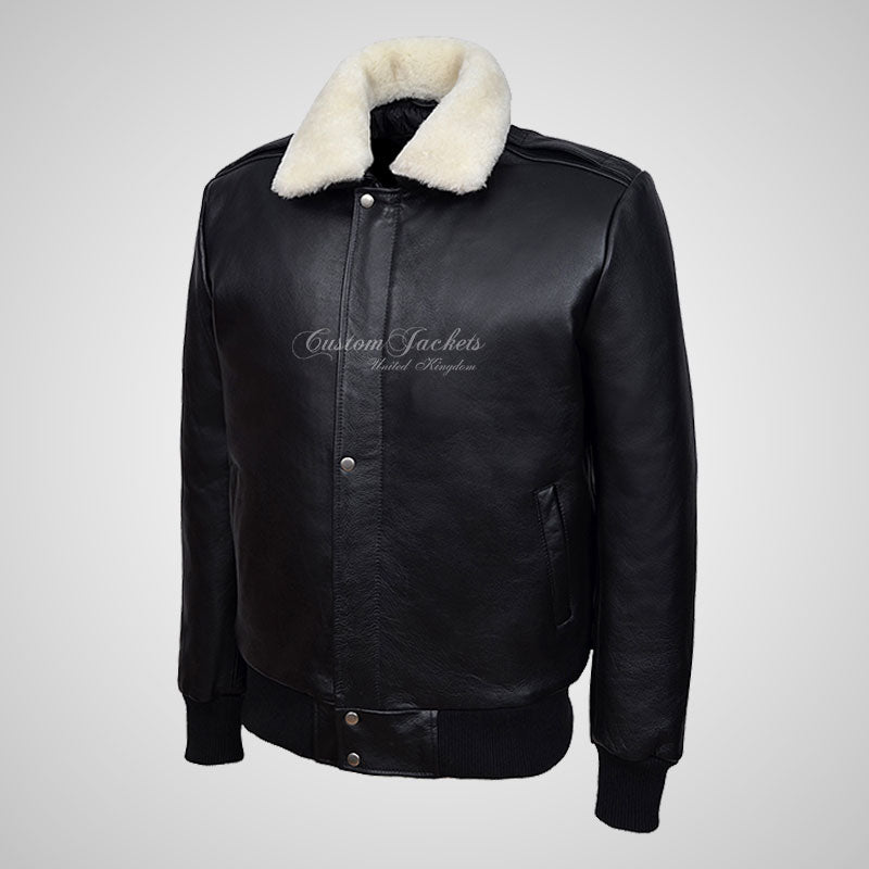 TRAP Leather Bomber Pilot Jacket Aniline Leather Detachable Fur Collar