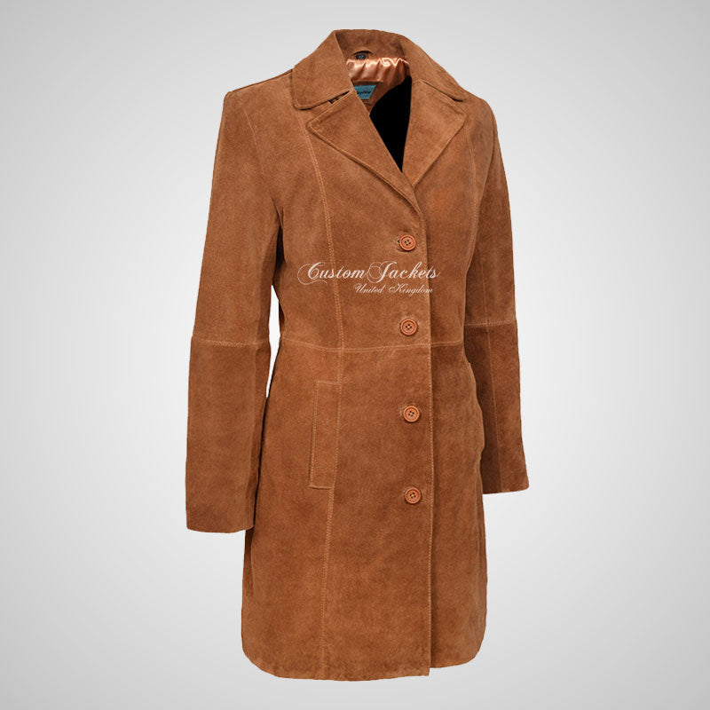 MIDDLETON Ladies Suede Coat Casual Long Leather Blouson Jacket