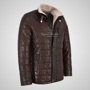 LEXINGTON Leather Coat Sheepskin Lined Coat Brown
