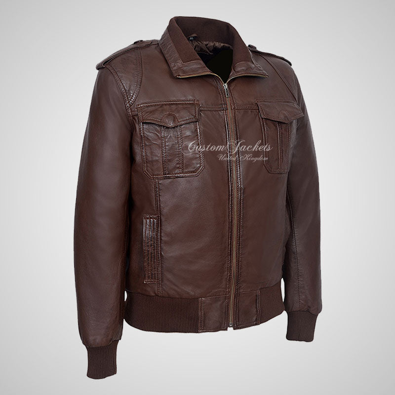 Carter Men's Leather Bomber Jacket Soft Lambskin Napa Jacket