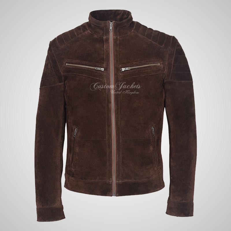 CONWY Men's Suede Biker Jacket Soft Suede Fashion Jacket