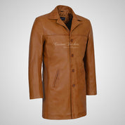 SERGEY Mens Leather Trench Coat Soft Leather Long Jacket