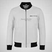 SEVENTIES 70’s Men's White Leather Bomber Jacket
