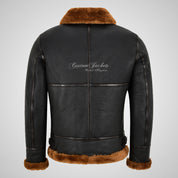 VOSTOK Men's B3 Sheepskin Flying Jacket Black Shearling Fur Jacket