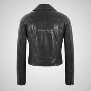 MASY Ladies Biker Leather Black Fitted Real Leather Jacket