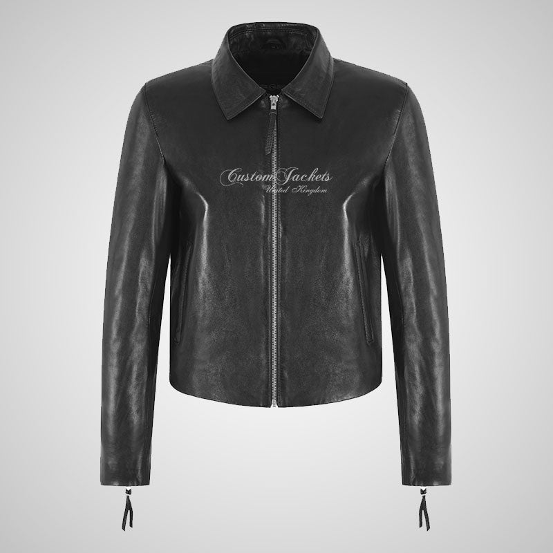 TELA Black Casual Fashion Black Leather Jacket For Women