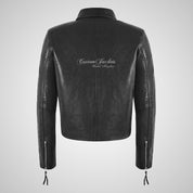 TELA Black Casual Fashion Black Leather Jacket For Women