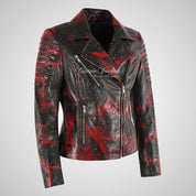 ROSETTA Ladies Vintage Red Leather Biker Jacket Soft Lambskin Leather