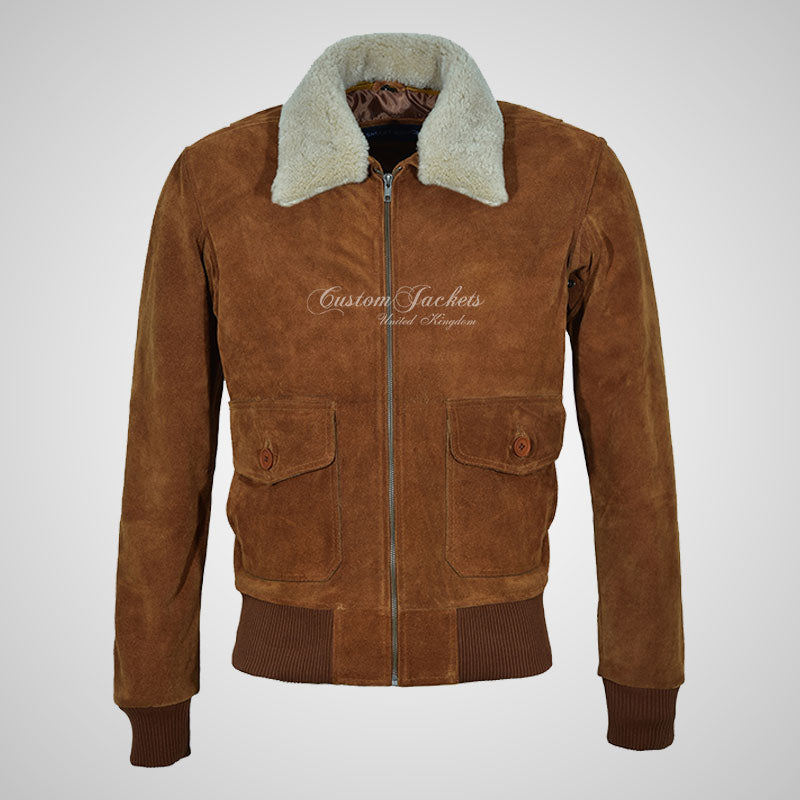 Suede Bomber Jacket Suede Coat With Fur Collar Brown Suede Bomber