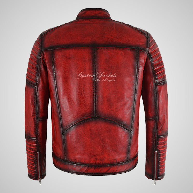 URIAH Mens Vintage Leather Biker Jacket Soft Lamb Napa Leather