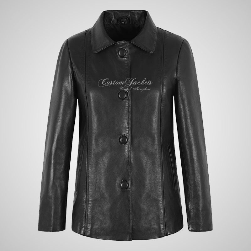 ALLEGRA Ladies Black Leather Jacket Soft Real Leather