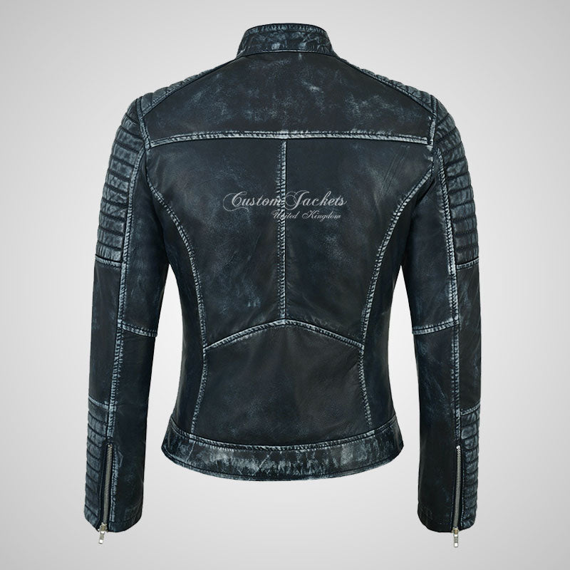 SERA Women Leather Biker Jacket Soft Waxed Real Leather