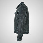 WEST Trucker Leather Jacket For Mens Vintage Leather Jacket