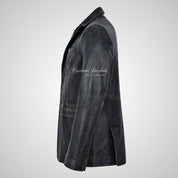 ROMA Men's 2 Button Vintage Leather Blazer Leather Sports Jacket