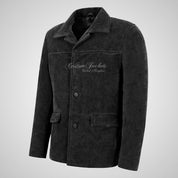 OMSK Men's Suede Box Coat Casual Blouson Box Jacket