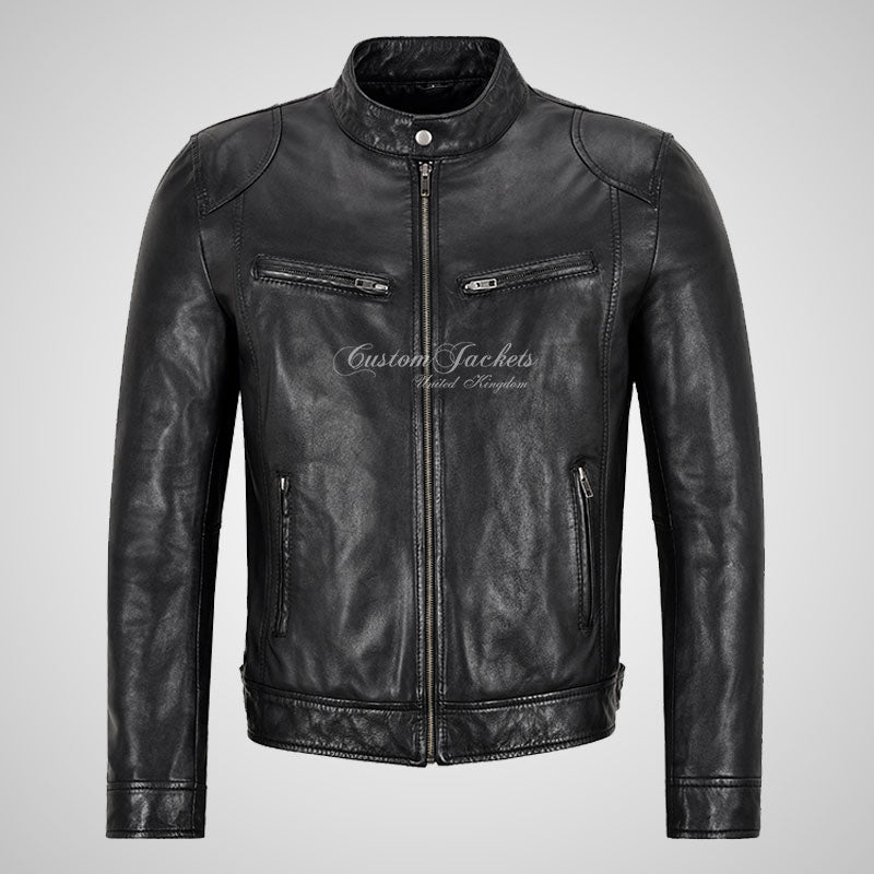 SQUIRE Men's Biker Style Fashion Leather Jacket Soft Leather