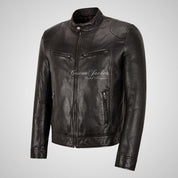 SQUIRE Men's Biker Style Fashion Leather Jacket Soft Leather