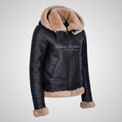 WINNIPEG Detachable Hood Shearling Jacket Sheepskin Jacket For Women