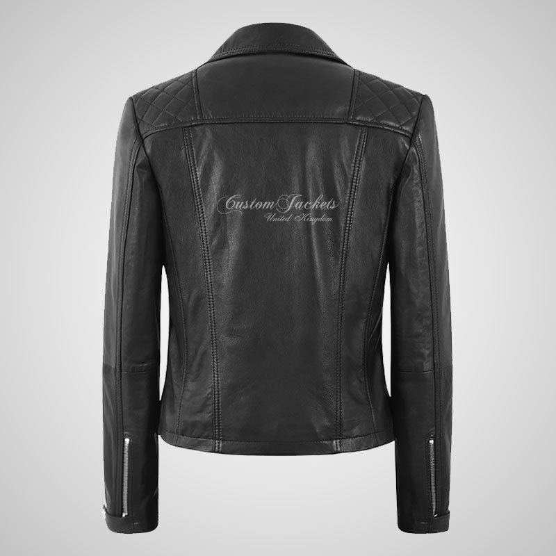 CASY Women Leather Biker Jacket Black Casual Fashion Jacket