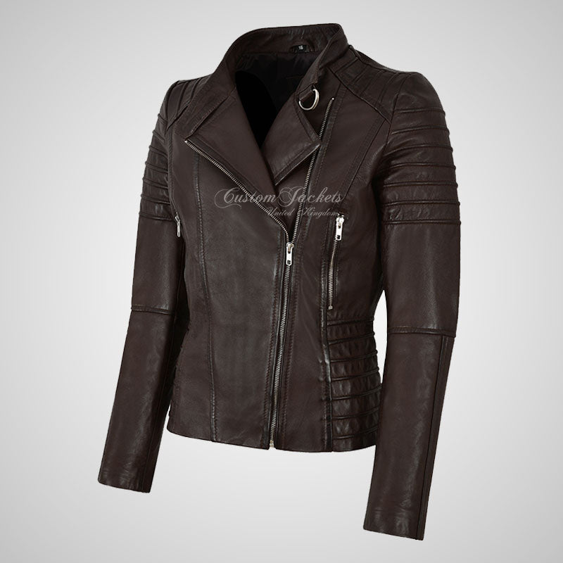 MARIYA Ladies Leather Biker Jacket Soft Lambskin Leather