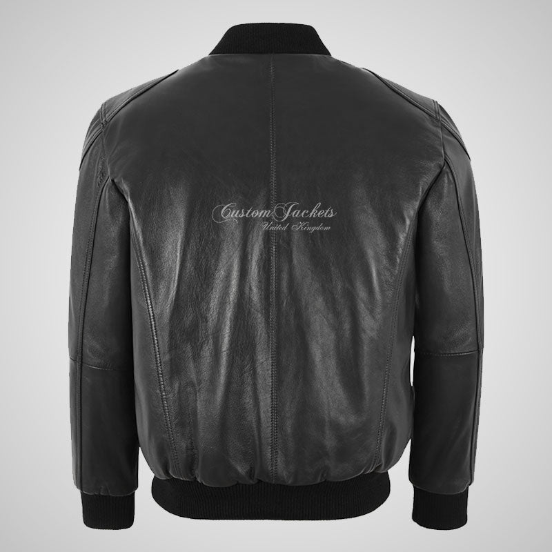 MACON Men's Leather Bomber Jacket Black Soft Lamb Leather