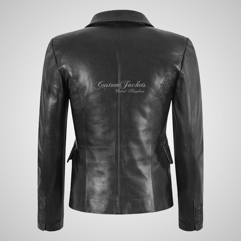 GIGI Black Leather Blazer For Women Soft Lamb Napa Leather