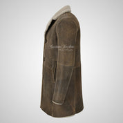NORILSK Mens Shearling Coat Brown Sheepskin Fur Coat
