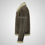 UMEA Men's Sheepskin Flying Jacket Vintage B3 Curly Fur Shearling Jacket