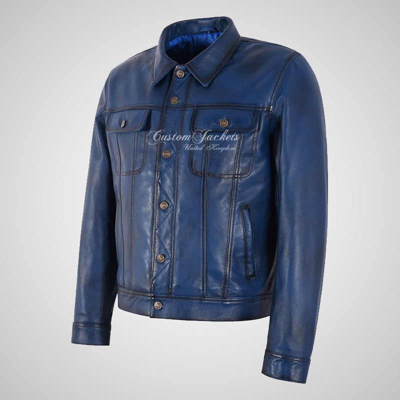 WEST Trucker Leather Jacket For Mens Vintage Leather Jacket
