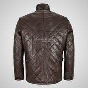 ANGLO Men's Diamond Quilted Leather Coat Soft Leather Jacket