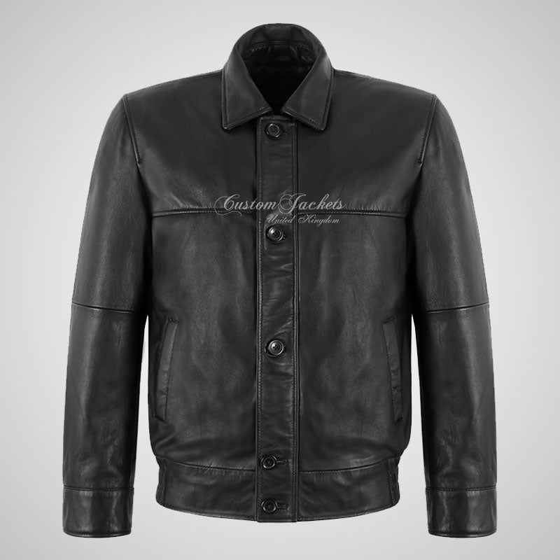 BEN Mens Real Leather Blouson Jacket Loose Fit Lambskin Napa Leather