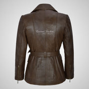 NEVADA Ladies Leather Trench Style Long Blazer Jacket