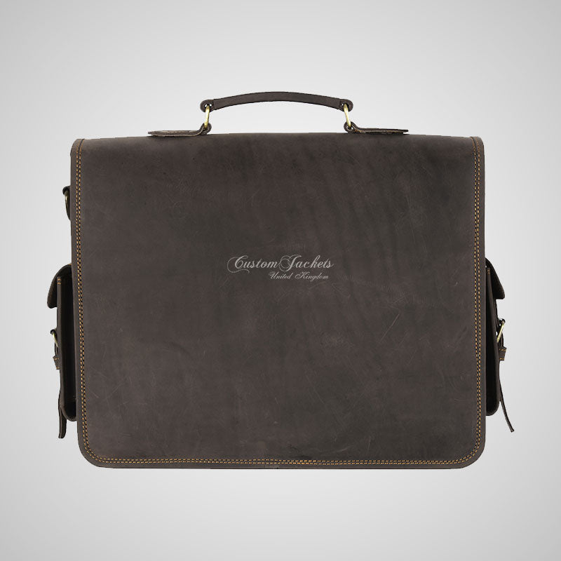 MEN'S Laptop Briefcase Bag Brown Vintage Messenger Crossbody Bag