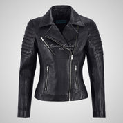 ROSETTA Ladies Biker Leather Jacket Soft Lambskin Napa Leather