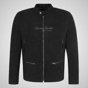 ALFERD Racer Men's Biker Style Suede Jacket Black Goat Suede