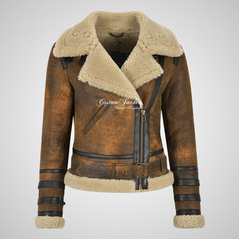 GEREN Women Shearling Jacket Aviator Sheepskin Jacket – Custom Jackets